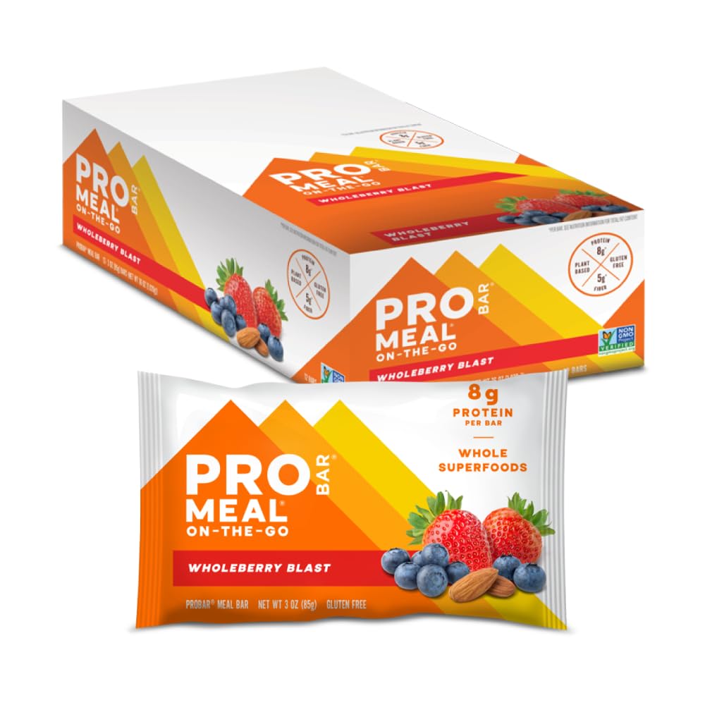 PROBAR - Meal Bar, Fullberry Blast, ei-muuntogeeniset, Gluteenittomat, Terveet, Kasvipohjaiset, Koko elintarvikkeiden ainesosat, Natural Energy (12 kreivi)