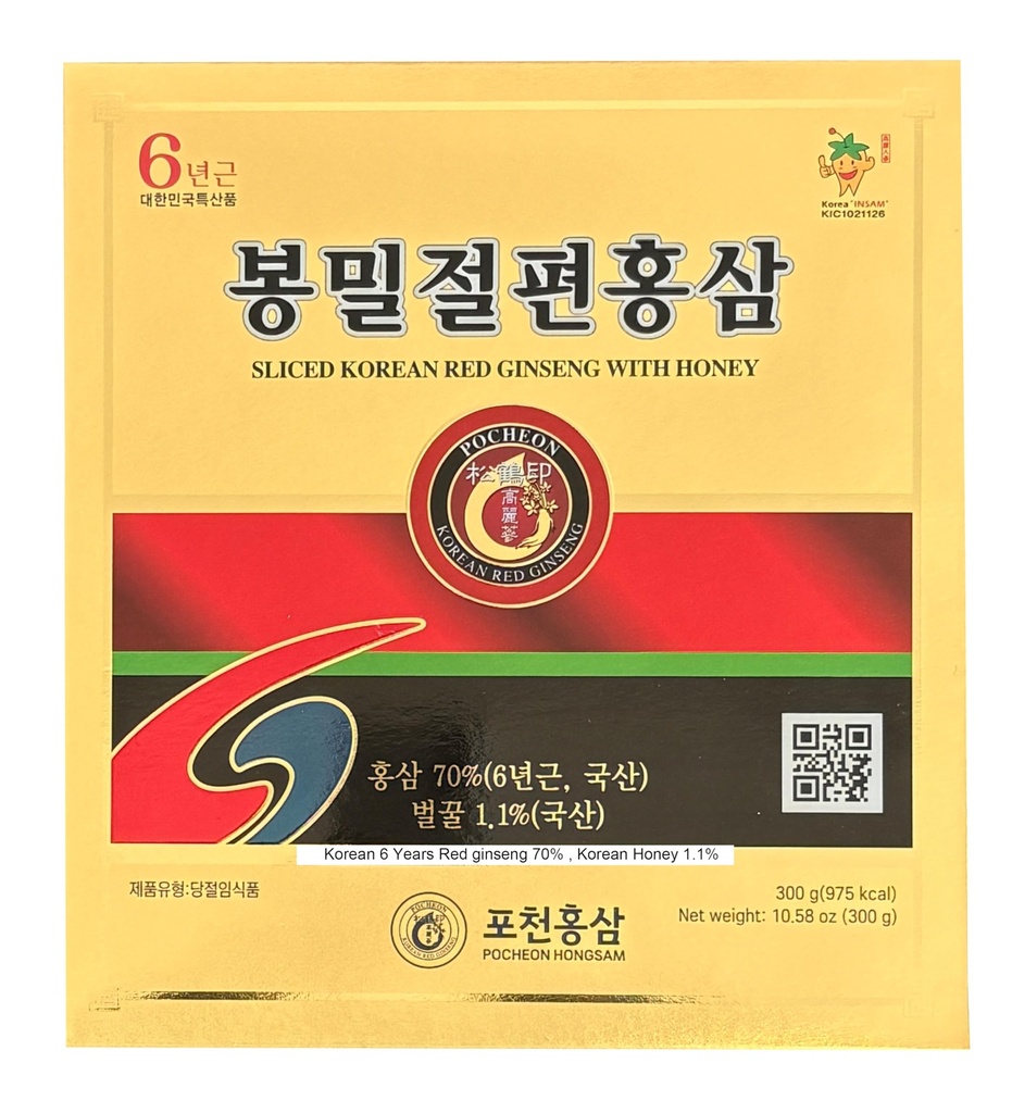 Pocheon 300g(10.6oz) 6Vuosi Korean Panax Red Ginseng Slice kanssa hunaja, saponin, luonnollinen immuuni tuki