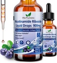 NAD lisäravinteet naisille ja miehille, NAD Nikotinamidi Ribosidi Resveratrol 900 mg & Quercetin, Niacin, Collagen, Biotin, Liquid NAD Plus Supplement NR900 anti-aging ihon Energy Longevity Focus Brain