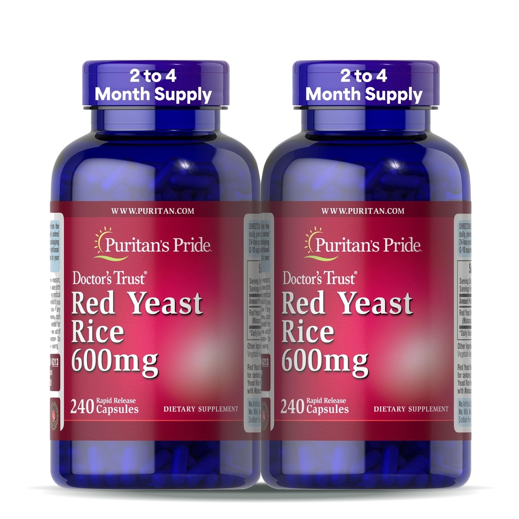 Puritan's Pride Doctors Trust® Red Yeast Rice 600mg, ravintolisä, 240 nopeat kapselit, 2 pakkaus