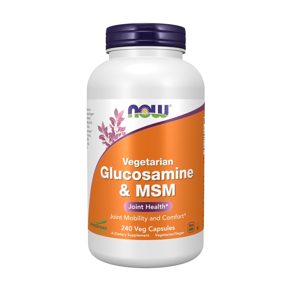 NowFoods Kasvisruoka Glukosamiini ja MSM Yhteinen terveys 240 Veg kapselia