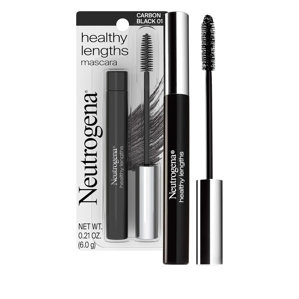 Neutrogena Healthy Lengths Mascara - E-vitamiini & Oliiviöljy, Lengthening Formula laajentaa Look Your Lashes jopa 100% ilman Clumping, Flaking tai Smydging, Hiilimusta 0,21 oz
