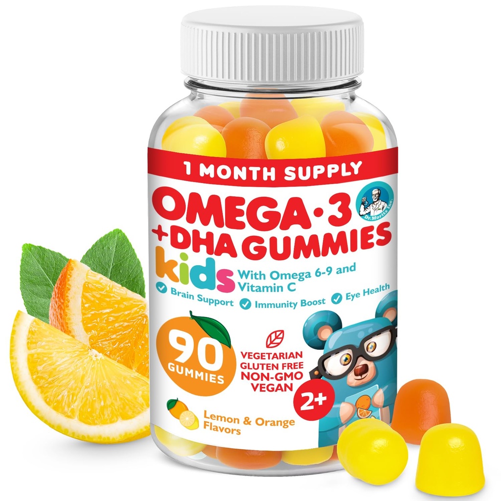 MORITZ Vegan Omega 3 Gummies för barn och småbarn (90 greve), Omega 3 Kids Gummies för hjärn- och hjärthälsa, ingen fiskolja och glutenfri