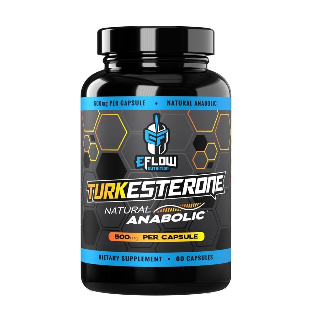 eFlow Nutrition Turkesterone Supplement for Men [Korkein puhtaus] + Syklodekstriini korkea imeytyminen - lisätä kestävyyttä, lean lihasten kasvu & Recovery, Boosts Drive - 3rd Party testattu (60 kapselia)