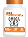 BulkSupplements.com Omega 3-6-9 Softgels - Triple Omega Supplement, alkaen pellavansiemen, Evening Primrose & Fish Oil- 2 Softgels per Serving, 240 Count (Pakkaus 1)