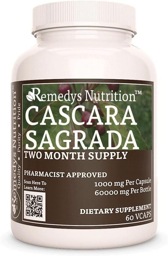 Remedy ravitsemus Cascara Sagrada ... 1 000 mg, 60 vegaaniset kapselit Kasviperäisen ruokavalion täydennys...