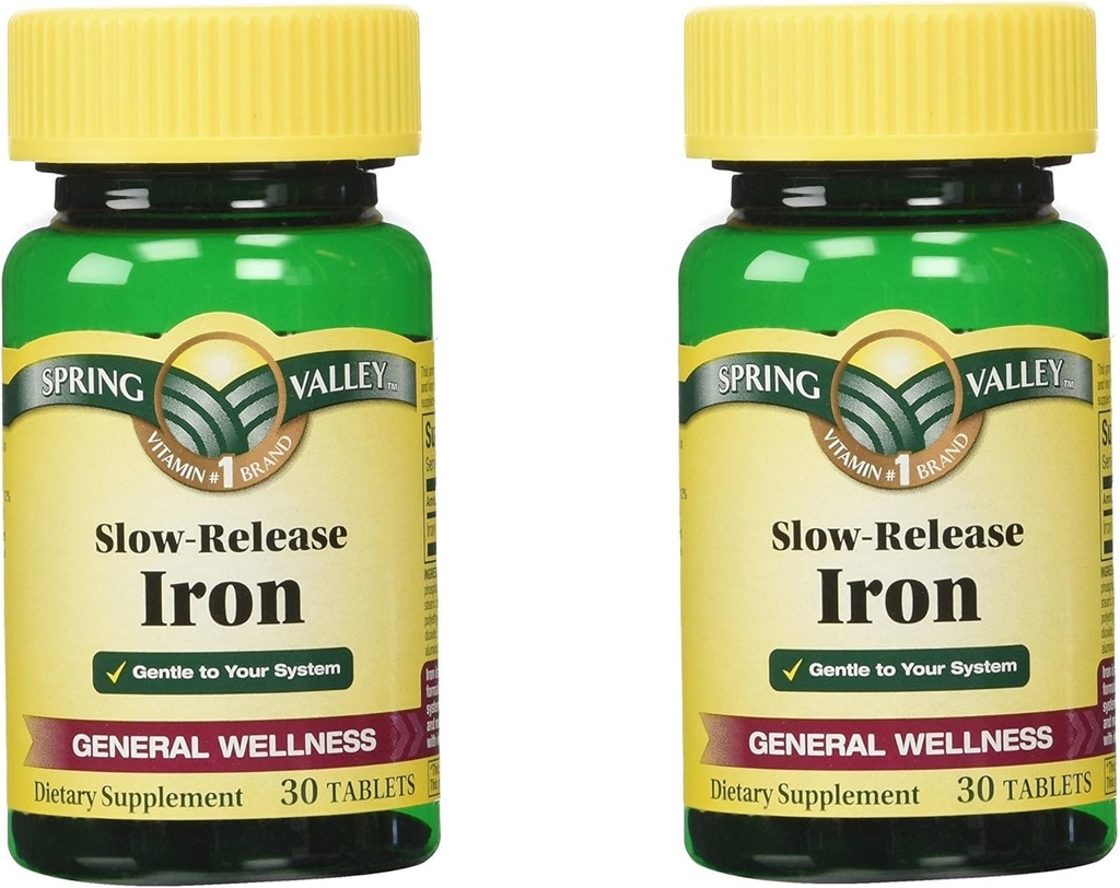 Spring Valley Slow Release Iron, 30 tablettia (2 pakkaus)