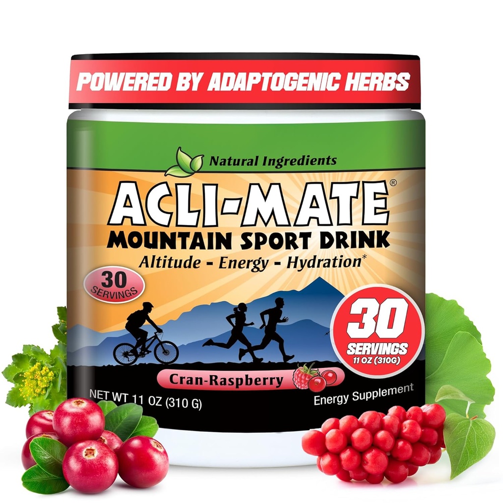 Acli-Mate Mountain Sport Drink Mix - Korkea Korkeusaste Aklimaatio Elektrolyytit Powder - Energy Powder Mix - Recovery Hydration Drink Juoma Running, Retkeily, Pyöräily, Matkustaa & enemmän (1 Tubi, Vadelma)