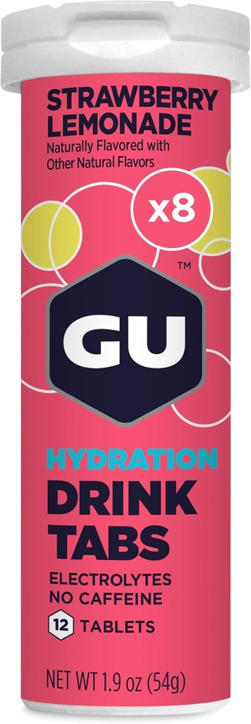 GU Energy Hydration Electrolyte Drink Tabletit, Endurance Sports Drink Running, Pyöräily, Triathlon, Strawberry Lemonade, 8-Count (96 Servings)