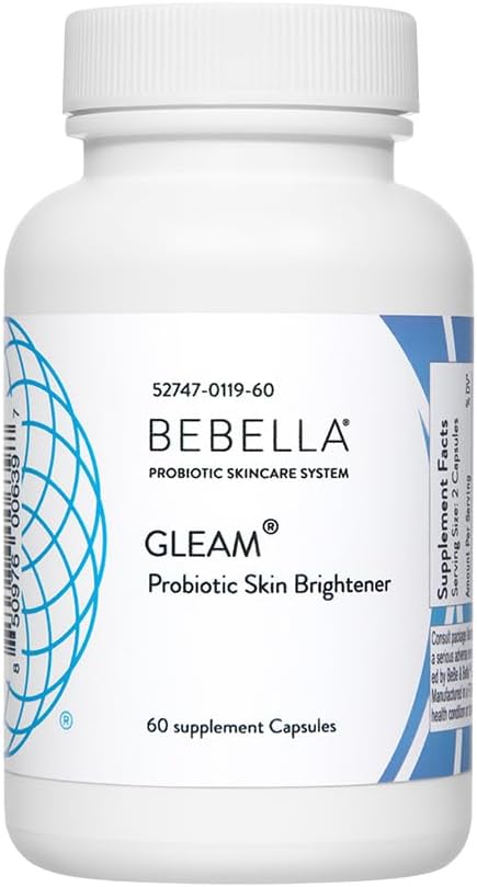 Bebella Gleam Probiootti Blend Ihon vaalentaminen w Glutationi-Reduated NAC Alpha Lipoic Acid VIT C & Marine Collagen Peptides 60 kapselia