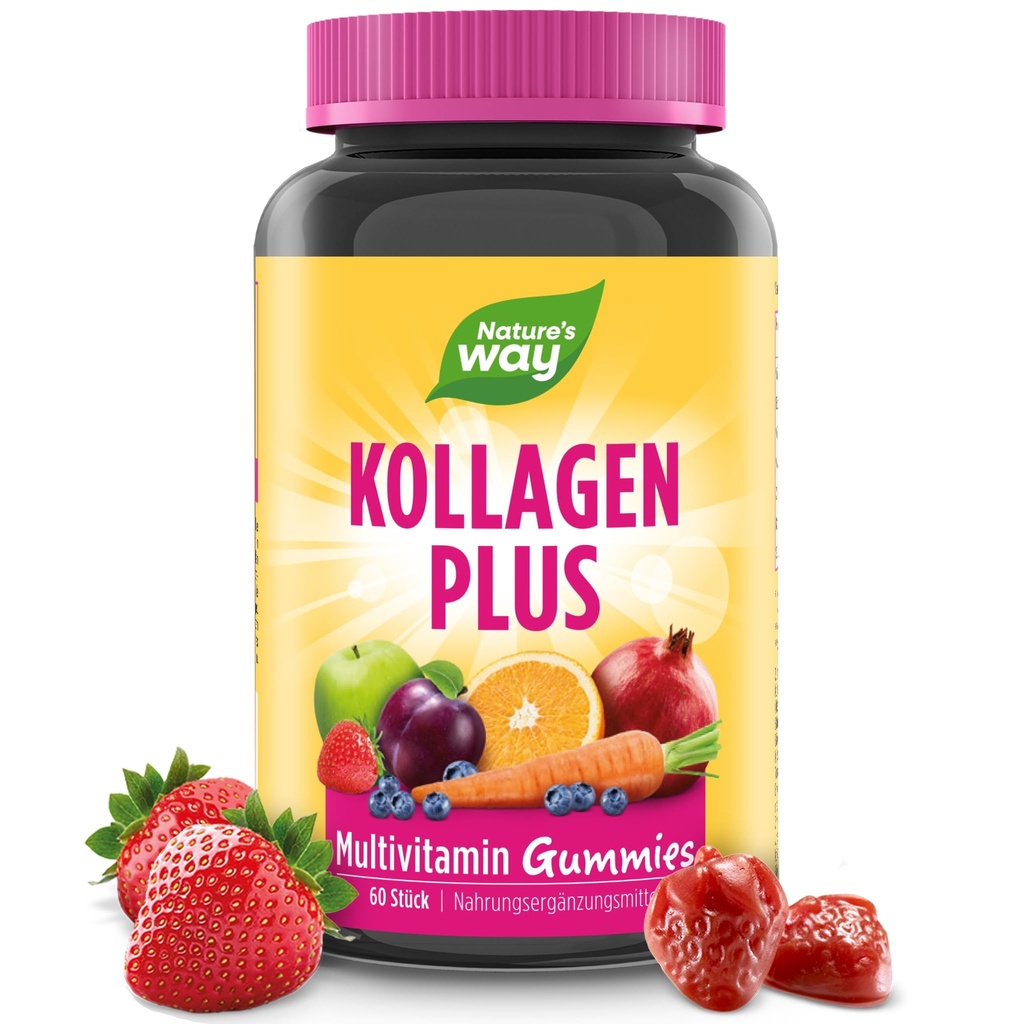 Luonto on elossa! Hiukset, iho ja kynnet Premium Gummy, Kauneus Formula*, kollageeni, biotiini, C-vitamiinit ja E, mansikka maku, 60 Gummy