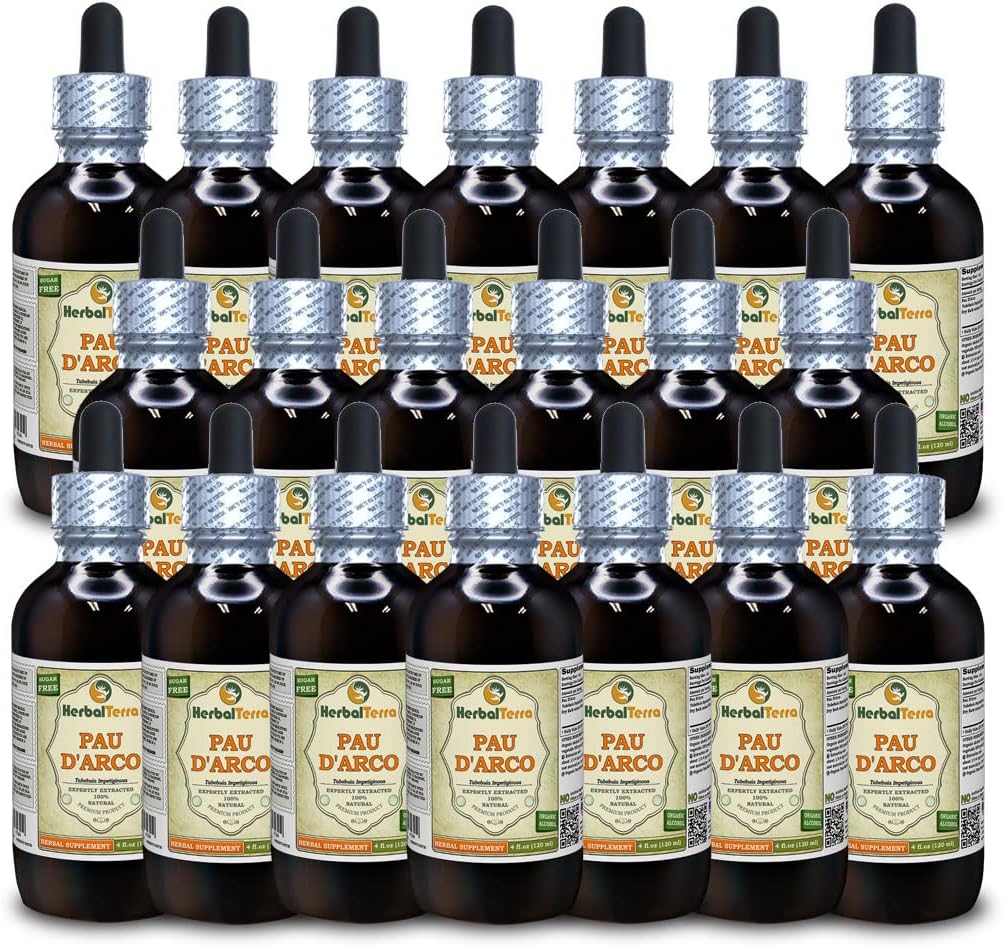 PAU d'arco (Tabebuia Impetiginosa) Tincture, kuivattu Bark Liquid Extract (Brandin nimi: HerbalTerra, ylpeästi valmistettu Yhdysvalloissa) 20x4 fl.oz (20x120 ml)