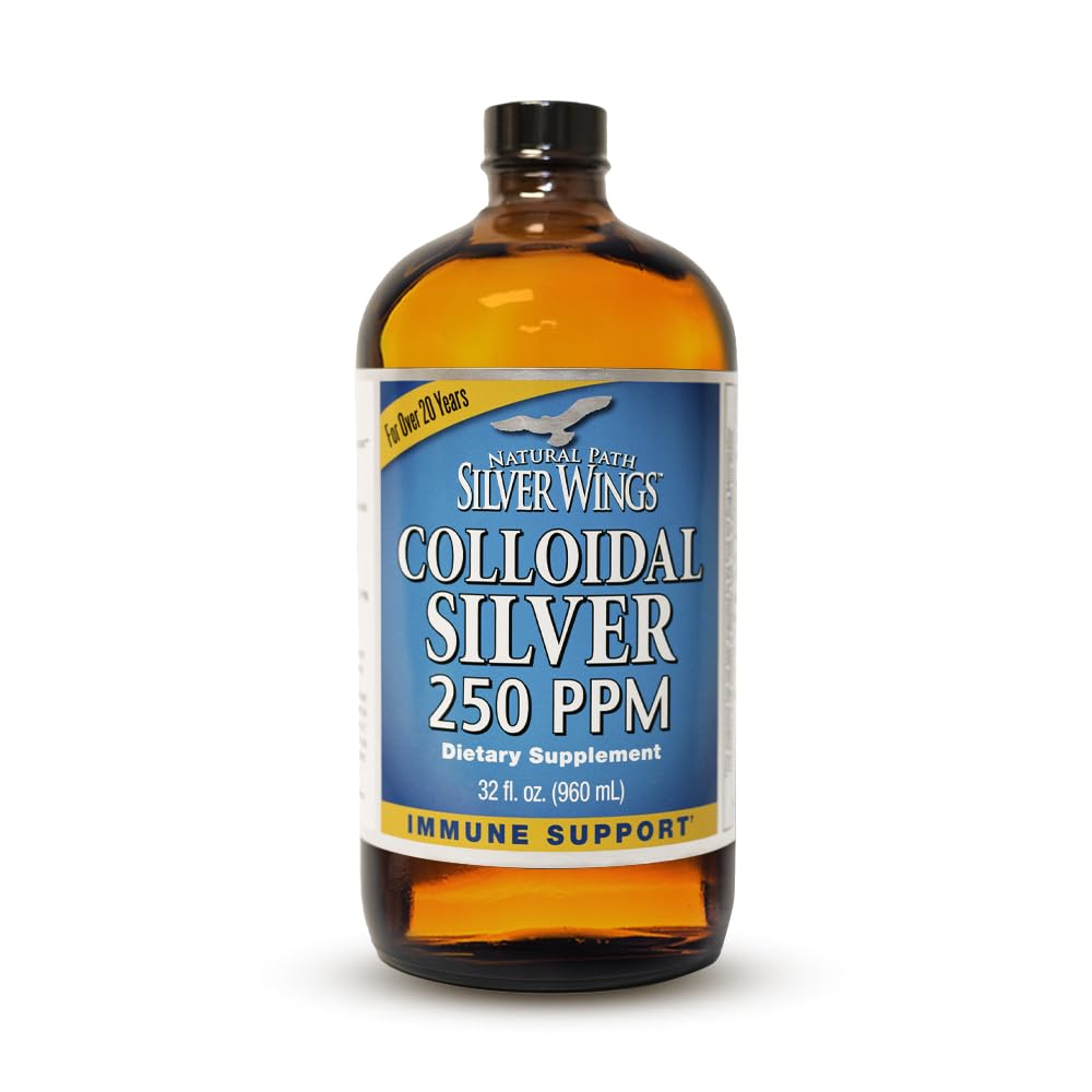 Natural Path Silver Wings Kolloidinen Hopea neste - Parannettu Immuuni tuki täydentää - 250ppm (1250 mcg) - 32oz