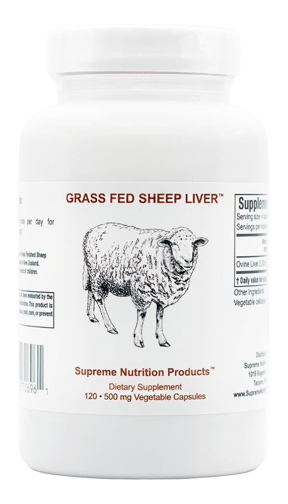 Korkein ravitsemus Grass Fed Sheep Liver, 120 puhdasta Ovirine Liver Capsules