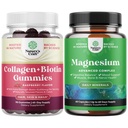 Bundle hiukset iho ja kynnet Gummies naisille - Extra Strength Biotin ja Collagen Gummies naisten hiukset ihon kynnet tukea ja suuri imeytyminen Magnesium Complex täydentää vatsan ja digestion