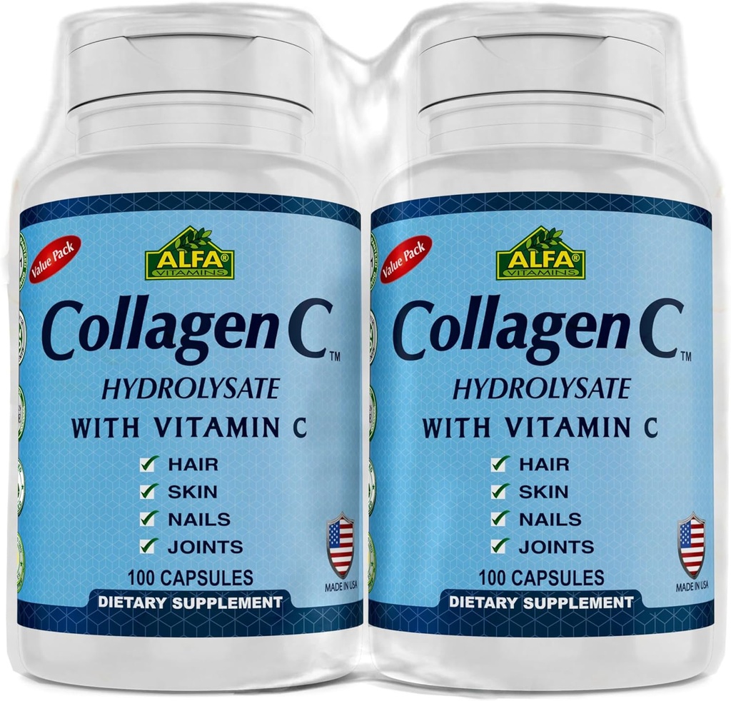 CollagenC Hydrolysaatti - sisältää biotiinia ja C-vitamiinia - 100 kapselia - 2 pakkaus