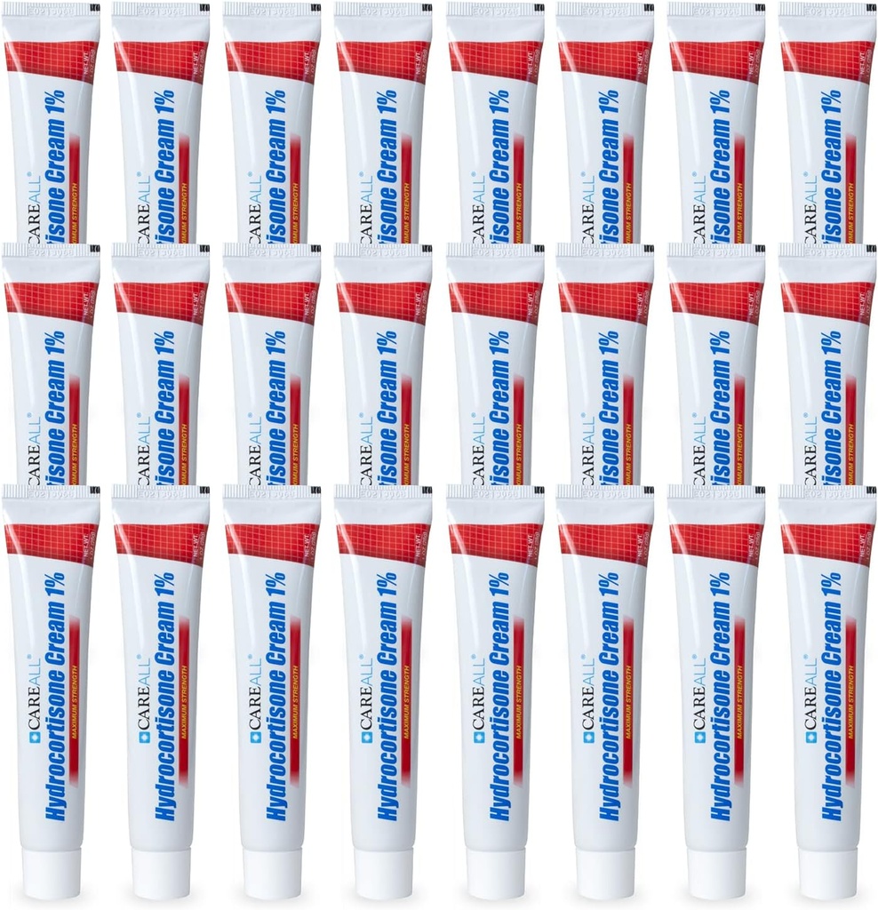 CareAll Hydrocortisone 1%, 1oz Tube (Pack of 24), Maximum Strength Anti-Itch Cream, Relief från Itching och Redness från Bug Bites, Eczema, Psoriasis, Poison Ivy, Oak och Sumac