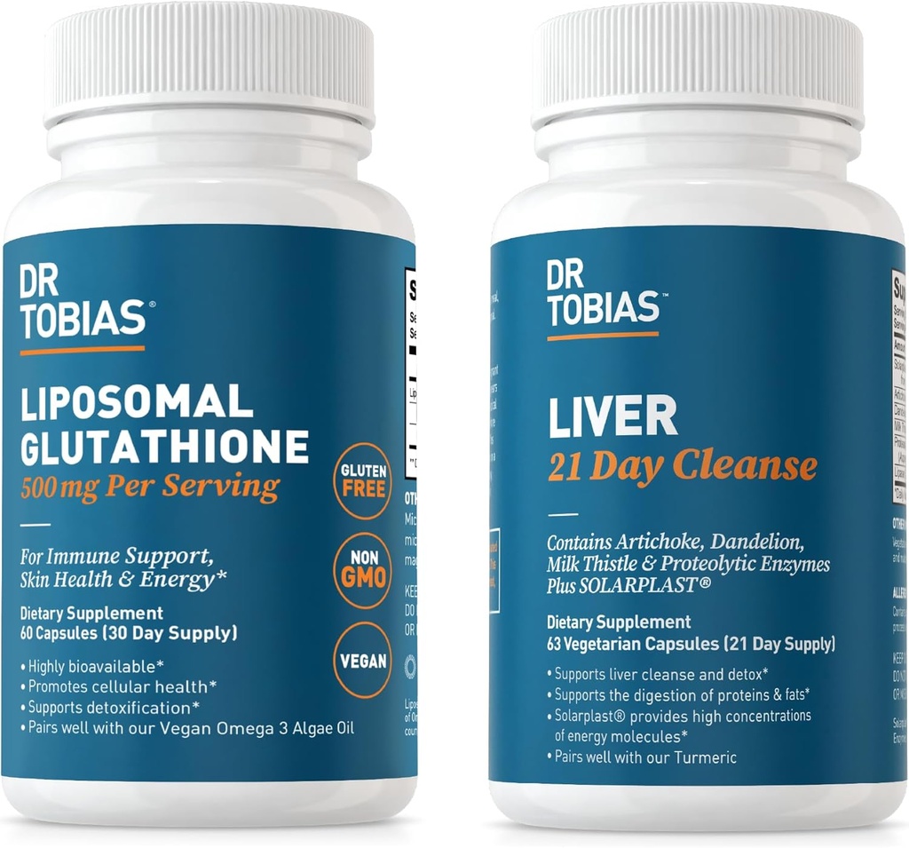 Dr Tobias Liver 21 Day Cleanse och Liposomal Glutathione - stöder lever Detox, immunfunktion och energinivåer - Vegan, icke-GMO