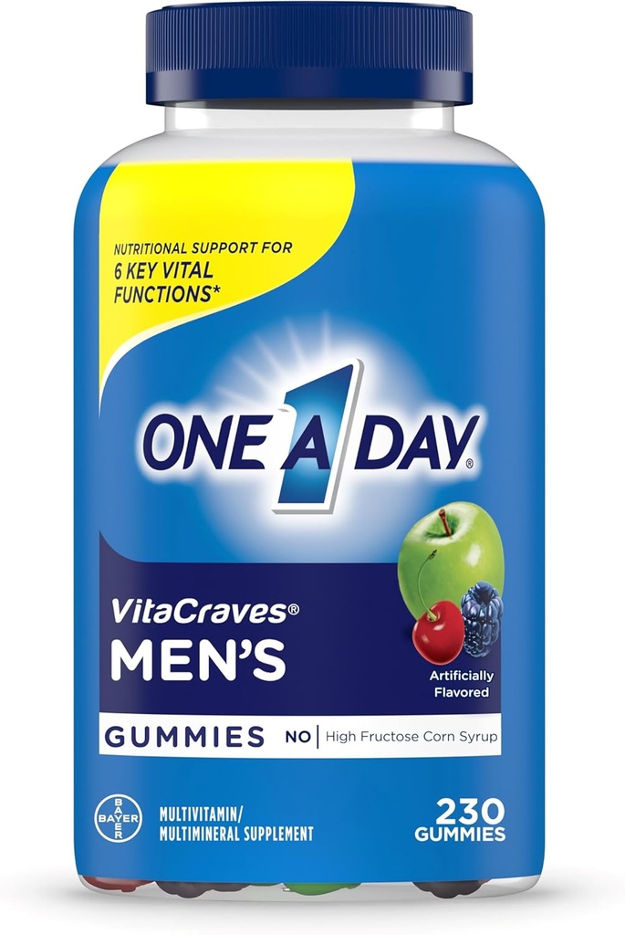 En Dag Mäns Multivitamin Gummies, Multivitamin för Män med vitamin A, C, D, E, Calcium och mer för att stödja hälsosam muskelfunktion, Gummies, 230 greve