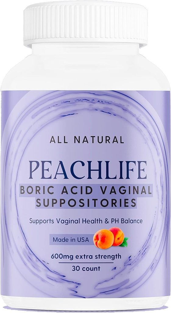Peachlife Boric Acid Suppositories kasvikapseleissa - USA Made - emättimen pH