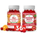 Lunakai Vitamin B12 och Women's Multivitamin Gummies Bundle - Non-GMO & Vegan Supplement för energistöd och benhälsa - 100% dagligt värde av 16 viktiga vitaminer och mineraler - 30 dagars leverans