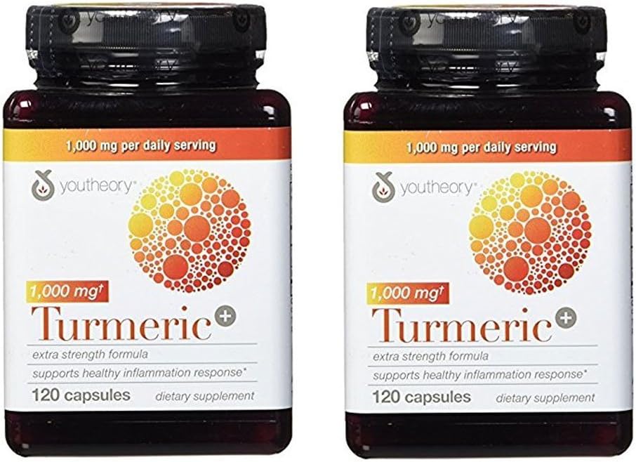 Youtheory Turmeric Extra Strength Formula Kapselit 1 000 mg/vrk, 120 luku (Pack of 2)