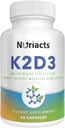 Vitamin D3 K2 med Calcium & BioPerine 60 kapslar - omfattande benhälsa, kardiovaskulärt stöd, förbättrad absorption - icke-GMO, sockerfri