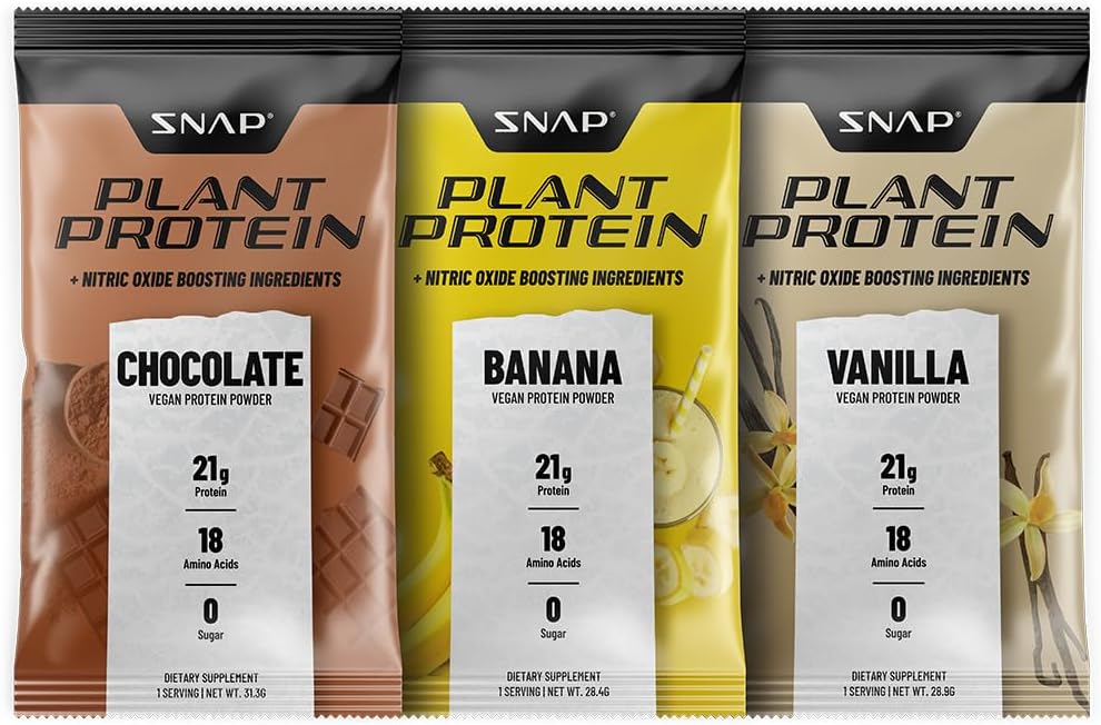 Napsauta Lisäravinteet 100% Kasvipohjainen proteiinijauhe Stick Packs typpioksidi Booster (10 Pack, Variety Pack)