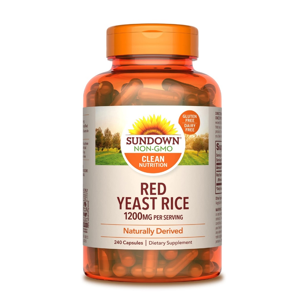Auringonlaskun punainen hiivariisi 1200 mg, 240 kapselia