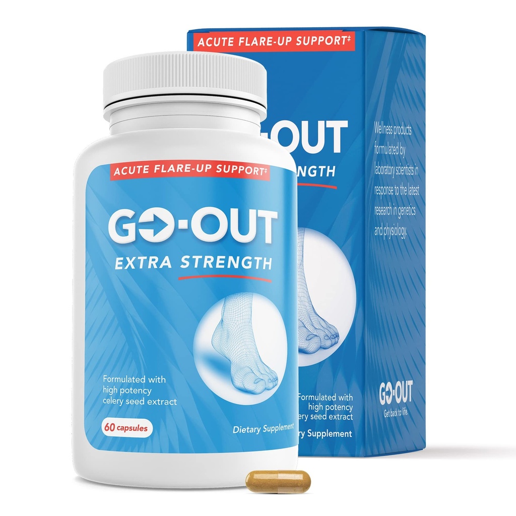 Mt. Angel vitamiineja Mene ulos - Extra Strength Support - Uric Acid Balance with Tart Cherry, Sellerin siemenet, Turmeeric - Ei-GMO, Gluteenittomat - 60 Caps
