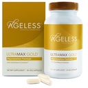 AGELESSTM: UltraMAX GoldTM -kapselit, HGH:n anti-aging-lisäaine naisille, hidastaa solujen ikääntymistä, tukee immuuniterveyttä, Smoother Skin Tone ja Restorative Sleep, Painonhallinta, 90 kapselia