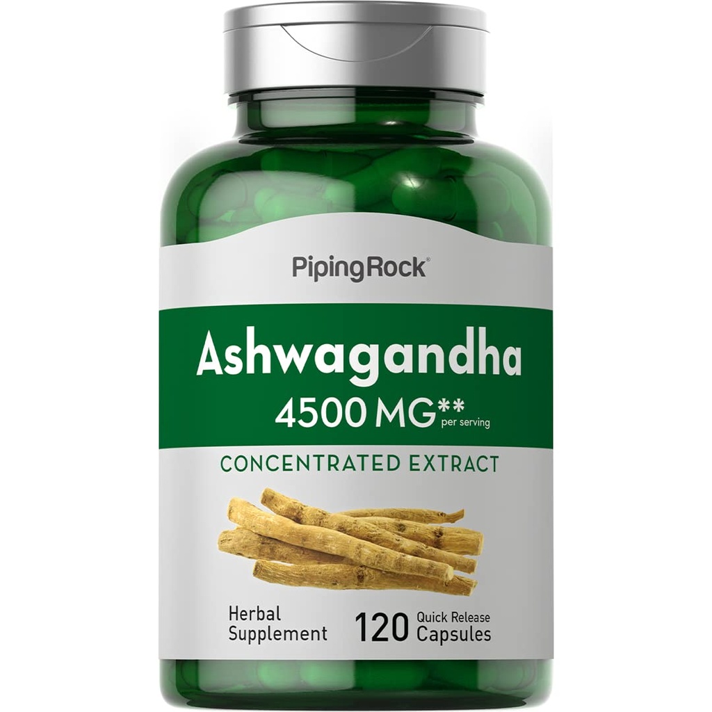 Piping Rock Ashwagandha Capsules | 120 greve | Herbal Supplement med Black Pepper Extract | för kvinnor och män | Non-GMO, Gluten Free
