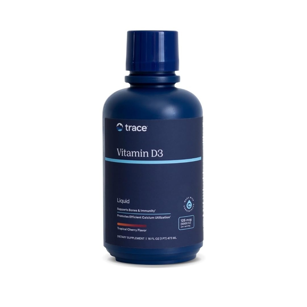 Trace Minerals D3-vitamiini - D3-vitamiini täydentää luun terveys - tehokas kalsiumin käyttö - immuunijärjestelmän tuki - nopea absorbing Liquid - Tropical Cherry Flavor - 16 fl oz (32 Servings)