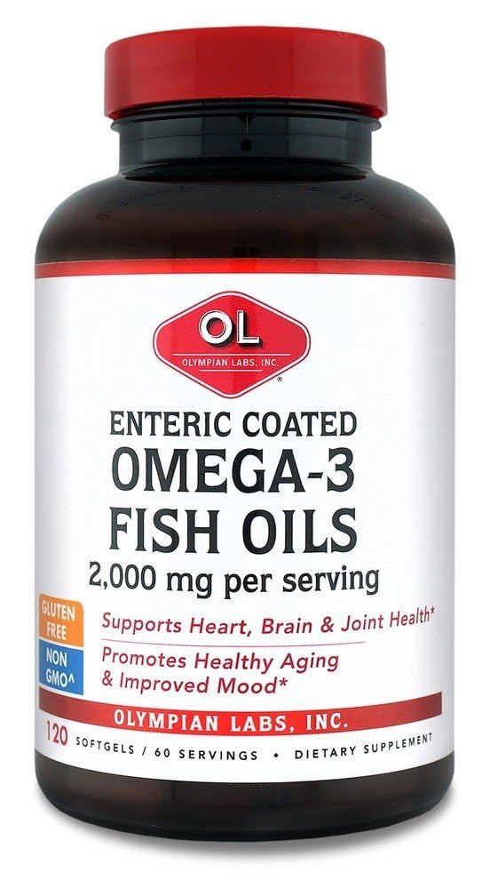 Olympian Labs Enteric coated Omega 3 Fish Oils, 2000 mg per annos/ 60 annosta, 120 Softgels
