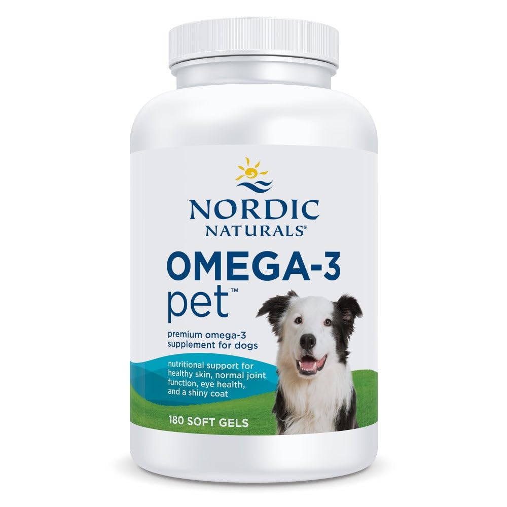 Nordic Naturals Omega-3 Lemmikki, makuton - 180 pehmeää geeliä - 320 mg Omega-3 Per Pehmeä geeli - Fish Oil for Dogs with EPA & DHA - Edistää sydän, iho, turkki, & immuuniterveys