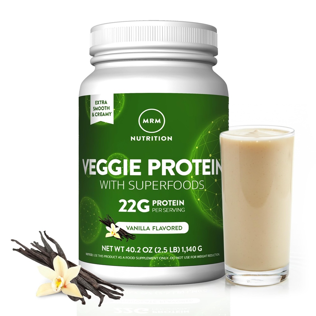 MRM Nutrition Veggie Protein with Superfoods ... Vanilla Flavored... 22g Täydellinen proteiini... yli 8.8g Essential amino acids... 13 superruokaa Omega 3s ja Omega6s...
