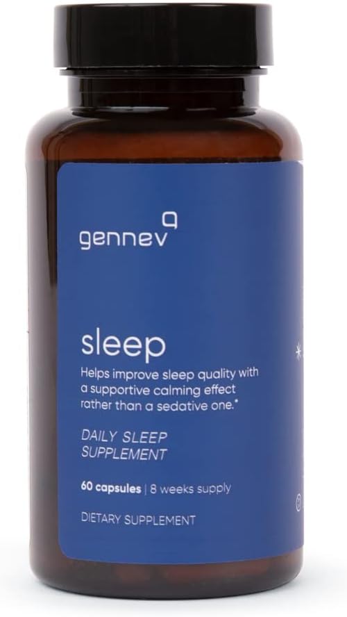 Gennev Sleep Aid for Adults - Natural Sleep Supplement with Melatoniini, 5HTP, L-Theanine, and Magnolia (60 Count)
