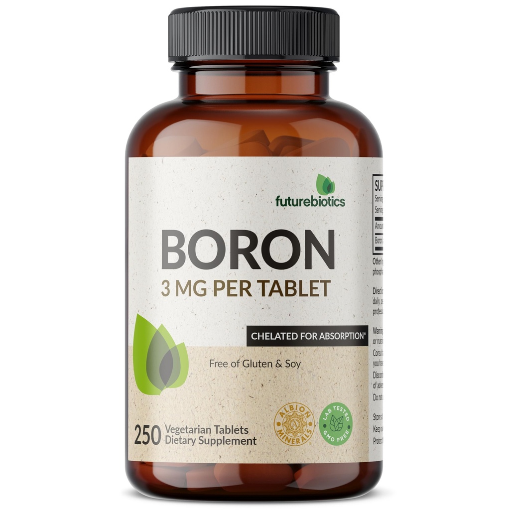 Futurebiotics Boron 3mg, kasvissyöjä, ei-GMO, kelated for Imeytyminen, 250 tablettia