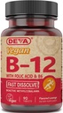 DEVA-vegan B12-vitamiinin nopea liuotus - yhden päivän kompleksi, jossa 1000 Mcg metyylikobalamiini B12, foolihappo, B6 - sitruunan maku - 90 liukenevaa tablettia