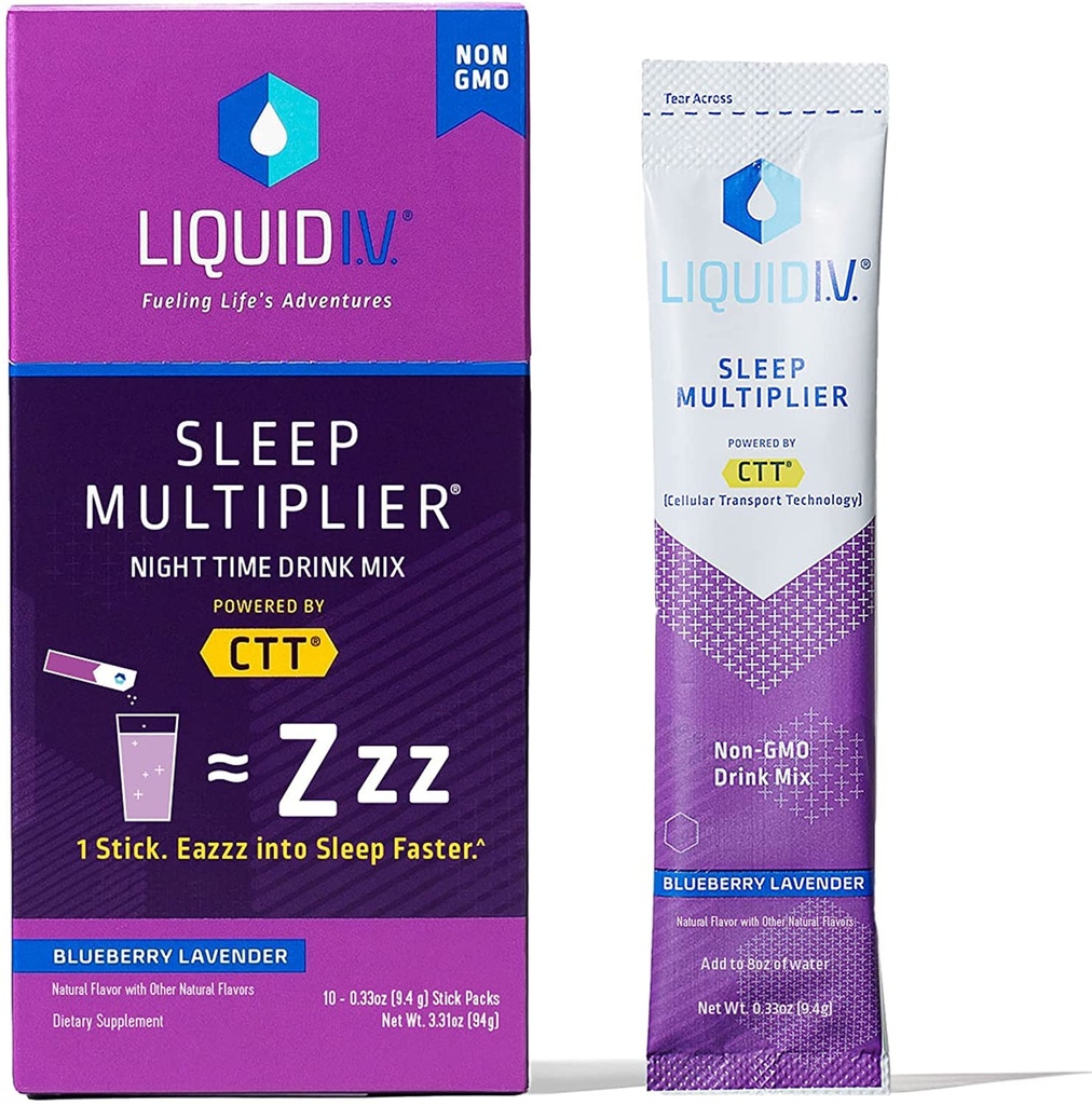 Liquid I.V.® Hydration Multiplier® +Sleep - Mustikkalaventeli - Electrolyte Powder Drink Mix Packets 