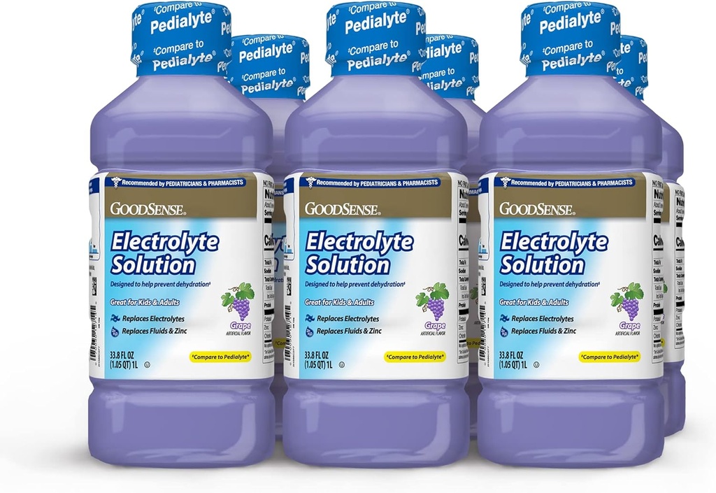 GoodSense Grape Electrolyte Solution - Korvaa Elektrolyytit, nesteet ja sinkki lapsille ja aikuisille, nesteytys Drink for Dehydration, 33.8 Neste Ounces (paketti 6)