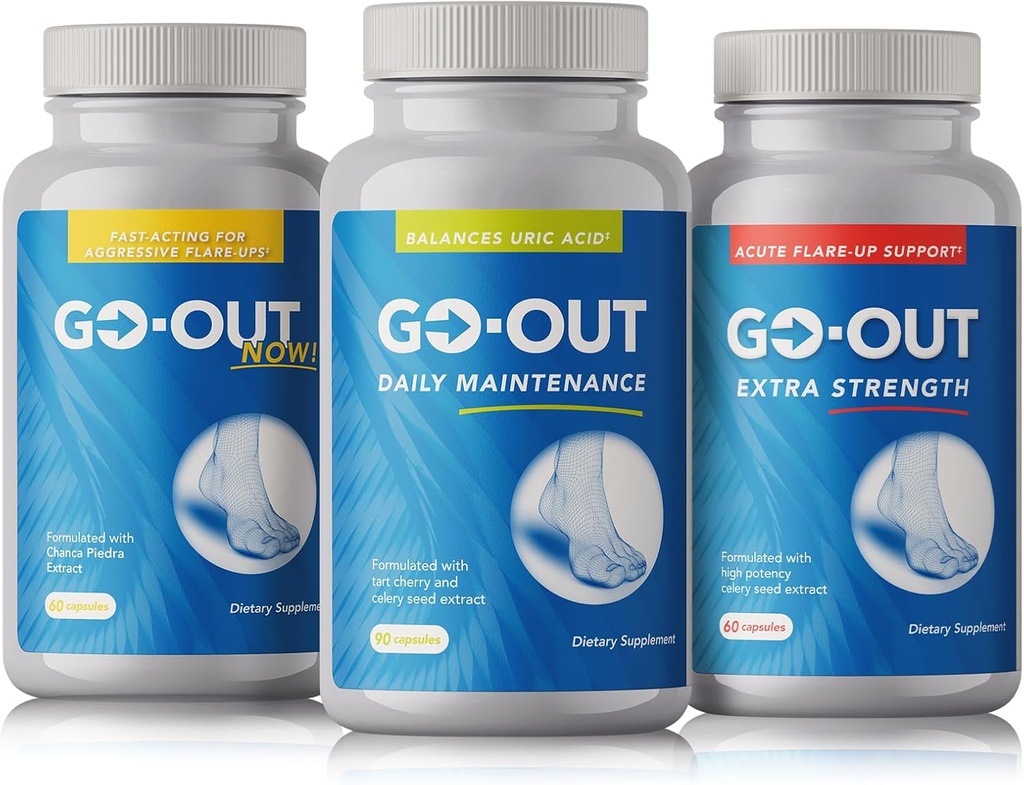 GO-Out Bundle - Kattava Uric Acid Management Solution Daily Maintenance, Extra Strength, ja nyt!