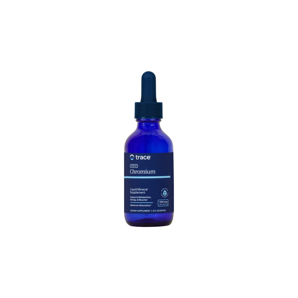 Trace Minerals Ionic Chromium 550 mcg - Kosttillskott för att stödja energi och muskeltillväxt - Liquid Drop Supplement med Magnesium, Chromium, Chloride & More - 2 fl oz (cirka 48 portioner)