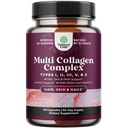 Advanced Multi Collagen Complex - Ikääntymätön Multi Collagen Peptides lisäravinteet tyypin 1 2 3 5 & X & Biotiini hiukset, iho ja kynnet Vitamiinit - Biotiini täydentää naisten ja miesten - 90