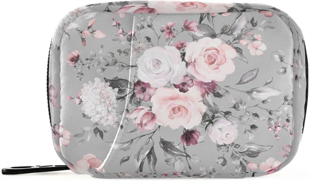 Watercolor Flower Pill Box 7 Day Pill Case Travel Pill Organizer Bag med Zipper Portable Weekly Vitamin Medicine Supplement Holder Pouch Bag