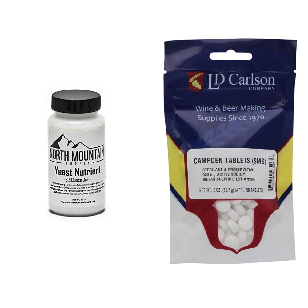North Mountain Supply Food Grade Hiivaravintola - 3.5 Ounce Jar & Campden Tabletit (natriummetabisulfidi) - 2 Oz(100 tablettia)
