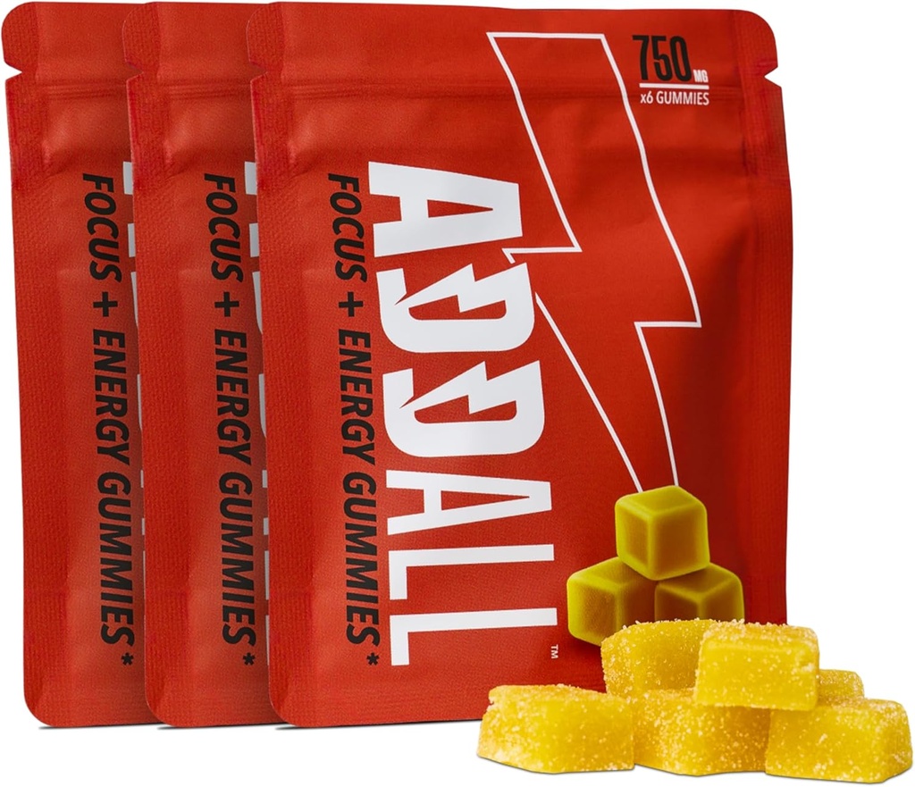 Addall Focus & Energy Gummies 750mg (3 Pack) # 1 Effektiv Alternativ Brain Supplement Substitute Pills Nootropic & Energy | No Crash | Science Backed Formel | USA Made