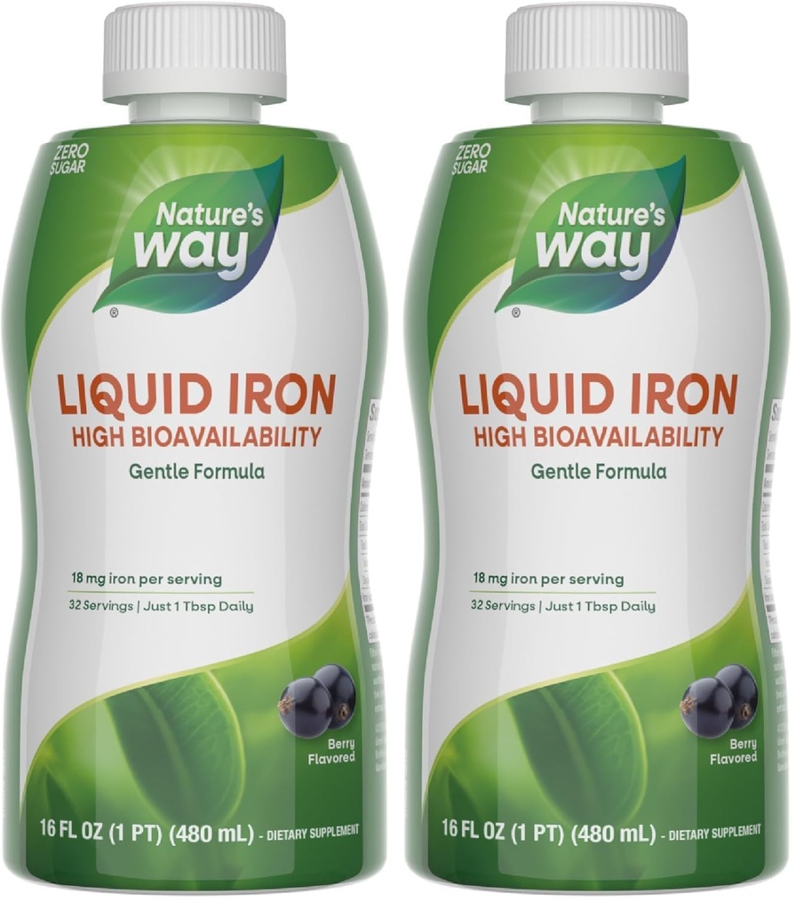 Nature's Way Liquid Iron, Tarjoaa päivittäin arvoa rautaa, sokeria, Berry Flavored, 16 Fl. Oz. (Pakkaus 2)