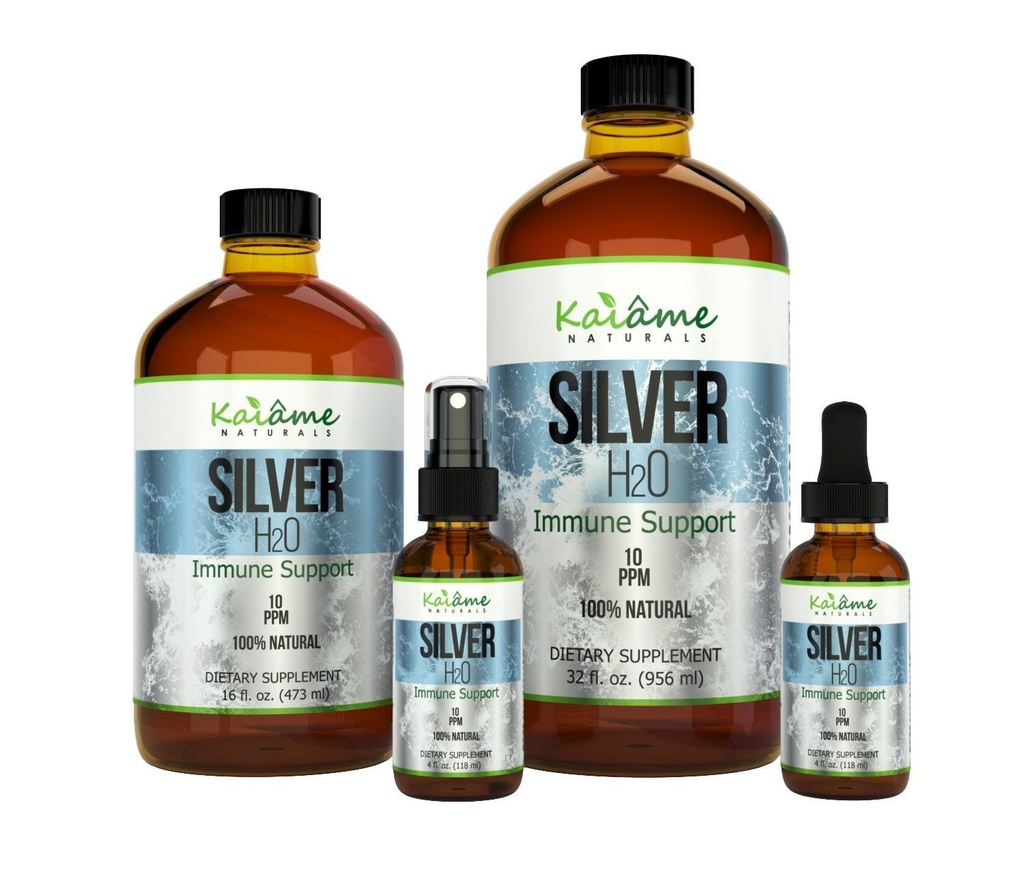 Kaiame Naturals Kolloidinen Silver, Ionic Silver Solution, 10 PPM, Suuri 16 oz lasipullo, Luonnollinen Immunosupport Supplement, Turvallinen aikuisille, lapsille, ja lemmikit